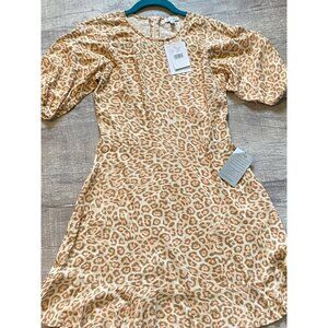 Leopard Print Puff Sleeve Ruffled Hem Dress By Love Fire S